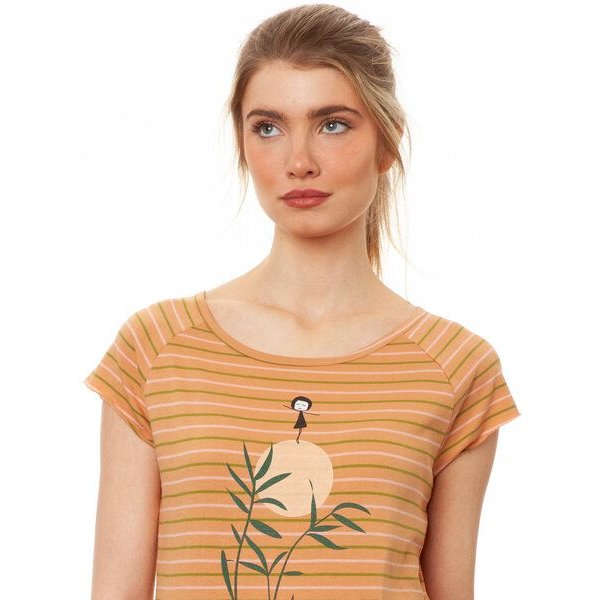 FellHerz Damen T-Shirt Sunset Girl triple striped aus 100% Biobaumwolle