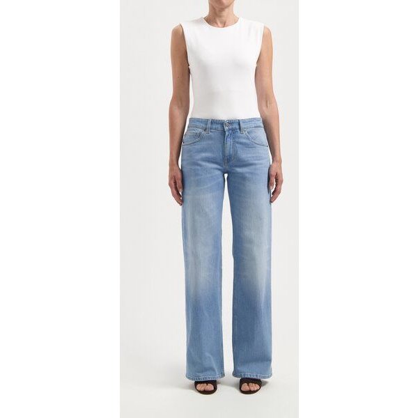 MUD Jeans Damen Jeans "Cleo Mid Loose - Light Stone Vintage"