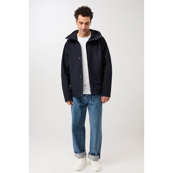 LangerChen Kapuzenjacke mit verdeckter Knopfleiste