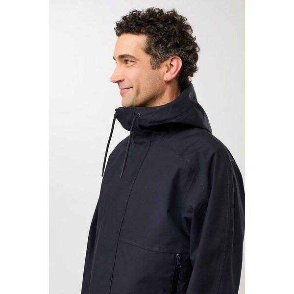 LangerChen Kapuzenjacke mit verdeckter Knopfleiste