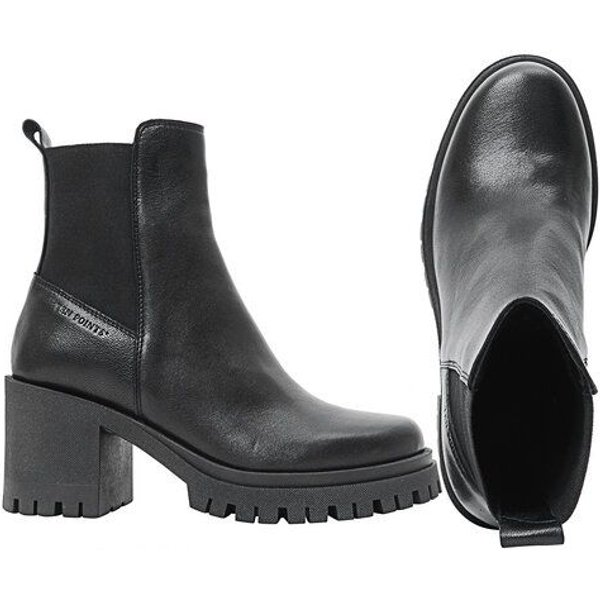 Ten Points Leder-Absatzboots, Ylva mit Gummi
