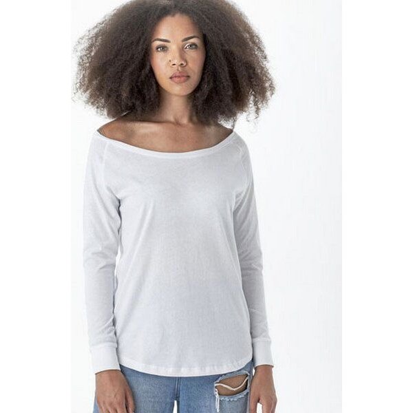 Mantis Damen Loose Fit T-Shirt Langarm weiter Halsausschnitt