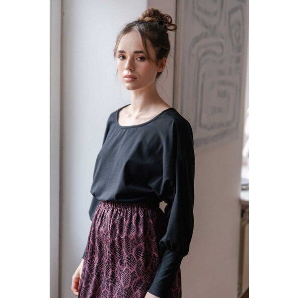 WiDDA berlin schwarzes Longsleeve AVA aus Bio-Baumwolle