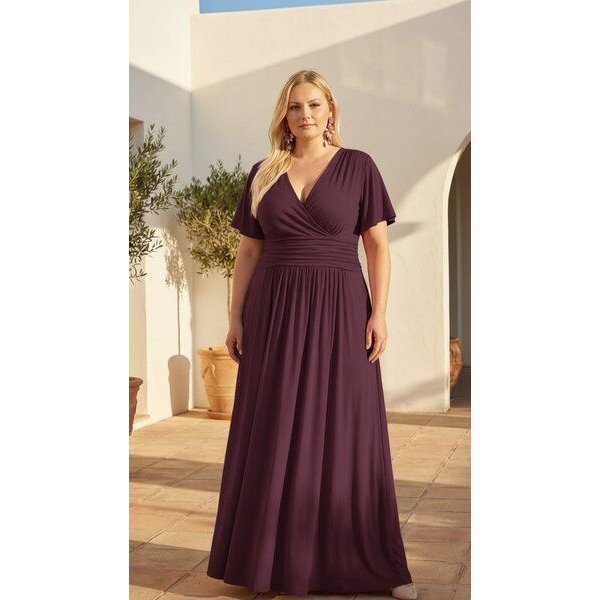 Ingoria PANDORA Maxikleid mit Schmetterlingsärmel Curvy ab Größe XXL (Uni)