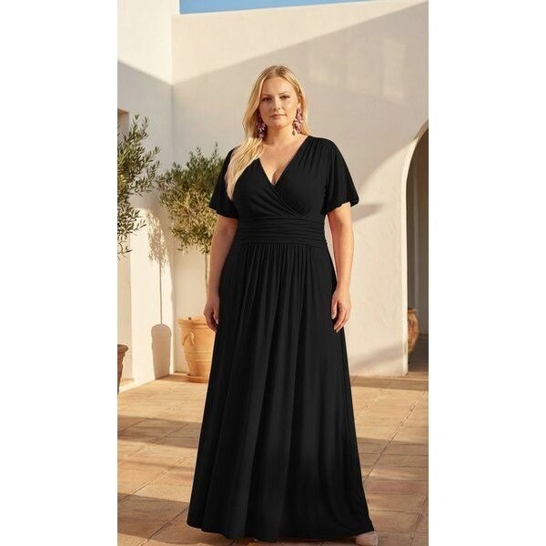 Ingoria PANDORA Maxikleid mit Schmetterlingsärmel Curvy ab Größe XXL (Uni)