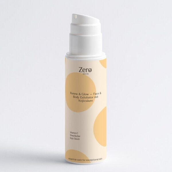 Zero Skin Renew & Glow - Face & Body Exfoliator mit Kojicsäure - 150 ml - sanftes Peeling für ebenmäßigen Glow mit 1% Kojisäure, Perlite-Peelingkörpern, Vitamin C & E, pflegend mit Jojobaöl, Sheabutter, Betain & Sodium PCA