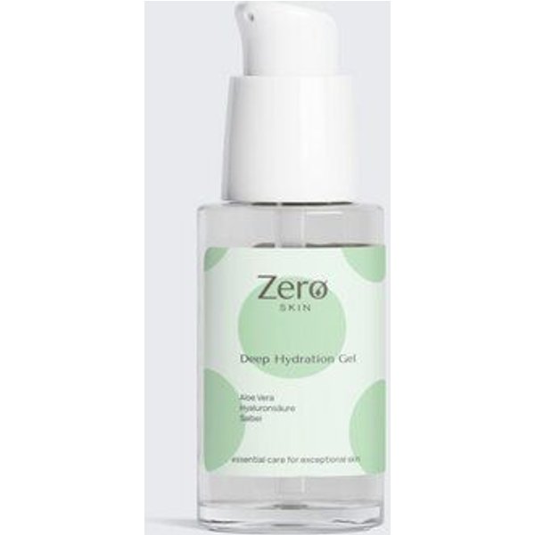 Zero Skin Deep Hydration Gel- 30 ml - Ultraleichtes Hyaluron Gel – Feuchtigkeitsboost & Anti-Aging, glättet feine Linien mit multimolekularer Hyaluronsäure & Sodium PCA, mit Bio-Aloe Vera, Weißem Tee & Salbei – vegan