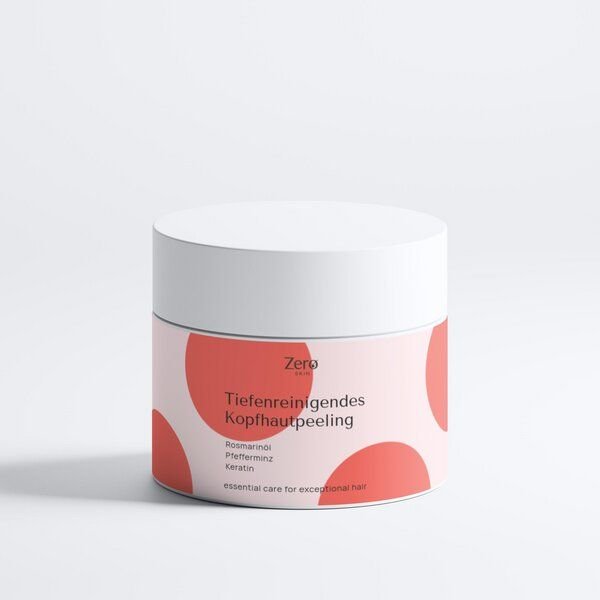 Zero Skin Tiefenreinigendes Kopfhautpeeling - 170 ml - klärend gegen Ablagerungen & Schuppen, erfrischend mit Rosmarin- & Pfefferminzöl, Peelingpartikel aus Kirschkern + Kaolin, pflegend mit Shea & Keratin – vegan & COSMOS Natural