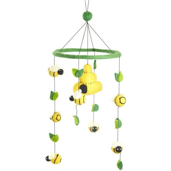 short'n'pietz Mobile mit Bienenstock und Bienen, handgefilzt
