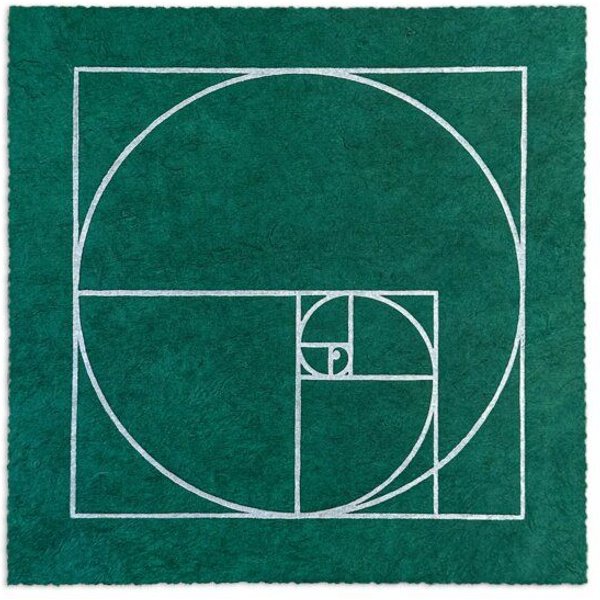 Veskor Cassiopeia FIBONACCI SEQUENZ Heilige Geometrie Linoldruck | 22 × 22 cm | Smaragdgrün