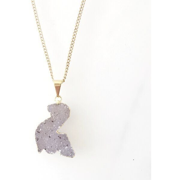 Crystal and Sage Dino Halskette mit glitzernder Kristalldruse aus Achat, vergoldet