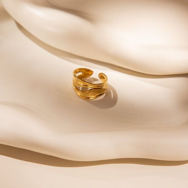 ELEKTROPULLI Größenverstellbarer Gold Silber FLOW Ring