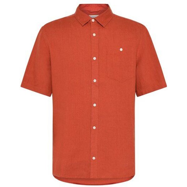 KnowledgeCotton Apparel Regular Leinen-Shirt mit kurzen Ärmeln Hemd - GOTS/Vegan