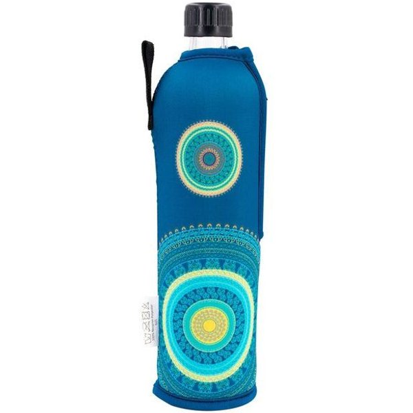 Dora's Glas Trinkflasche 500 ml mit Neoprenhülle Mandala