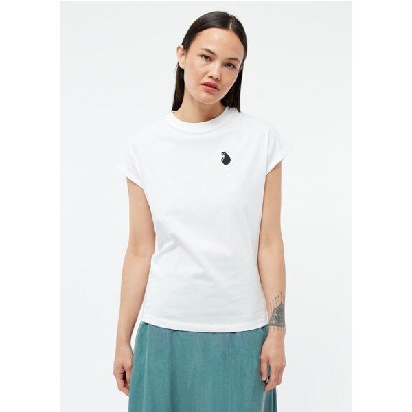 Givn Berlin T-Shirt GBLAILA (ANGRY CAT) aus Bio-Baumwolle mit Stickerei - White