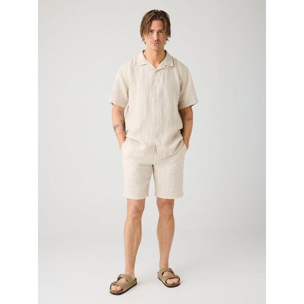 KnowledgeCotton Apparel Leinenhemd Box Fit - Short Sleeve - aus Bio-Leinen