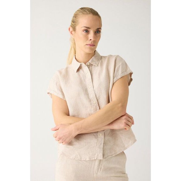 KnowledgeCotton Apparel ASTER faltbares Kurzarm-Leinenhemd - Bio-Leinen - GOTS/Vegan