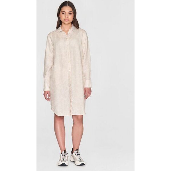 KnowledgeCotton Apparel Leinen- Hemdkleid - Classic linen dress - GOTS/Vegan