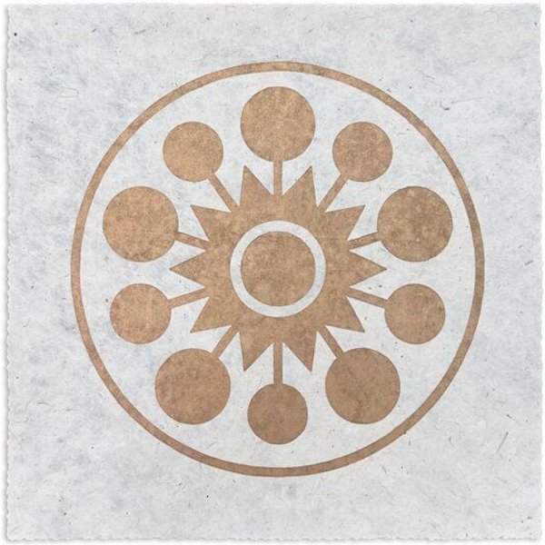Veskor Cassiopeia FALKNER'S CIRCLE Kornkreis Linoldruck | 22 × 22 cm | Gold