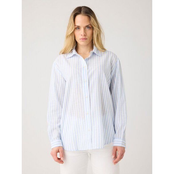 KnowledgeCotton Apparel Lockere gestreifte Bluse aus Bio-Baumwolle