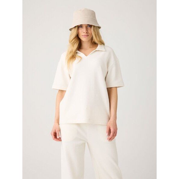 KnowledgeCotton Apparel Poloshirt mit Waffle-Struktur und Split-Kragen aus Bio-Baumwolle