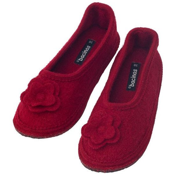 Bacinas Warme Ballerina Hausschuhe Damen Schurwolle Wollwalk Filzsohle