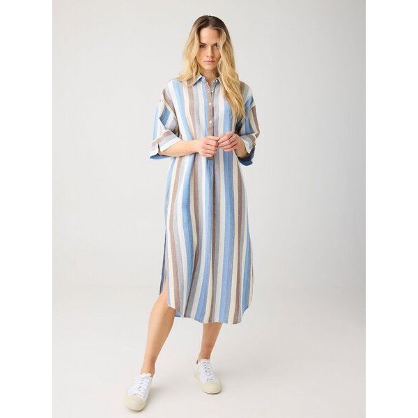 KnowledgeCotton Apparel Kurzarm-Blusenkleid mit Struktur aus Bio-Baumwolle