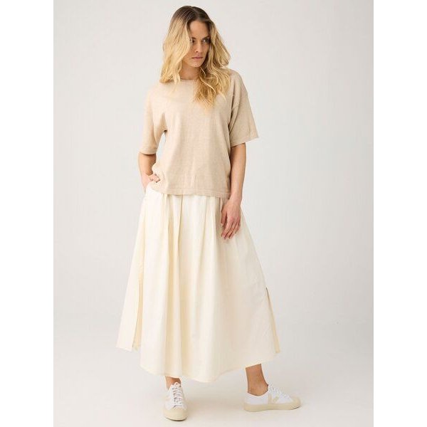 KnowledgeCotton Apparel Langer Satin-Faltenrock aus Bio-Baumwolle