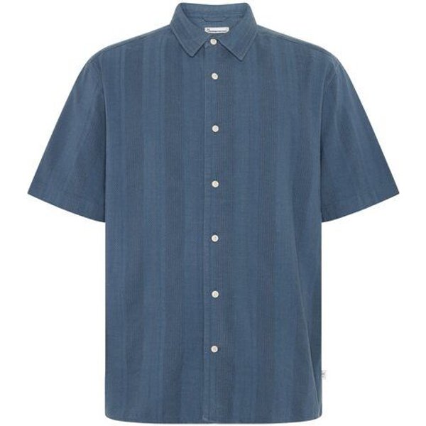 KnowledgeCotton Apparel Lockeres Kurzarmshirt mit Struktur aus Bio-Baumwolle
