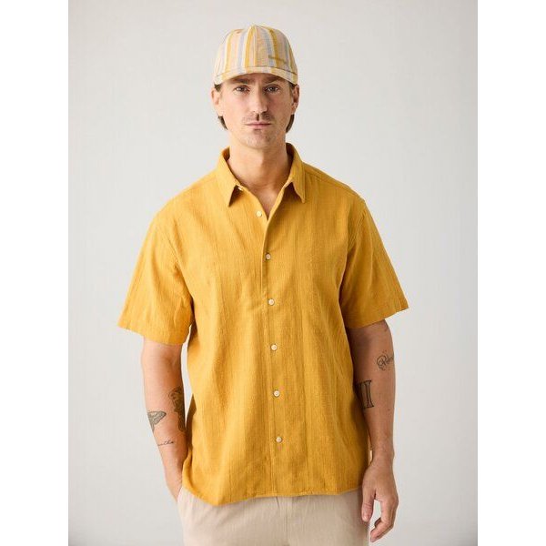 KnowledgeCotton Apparel Lockeres Kurzarmshirt mit Struktur aus Bio-Baumwolle