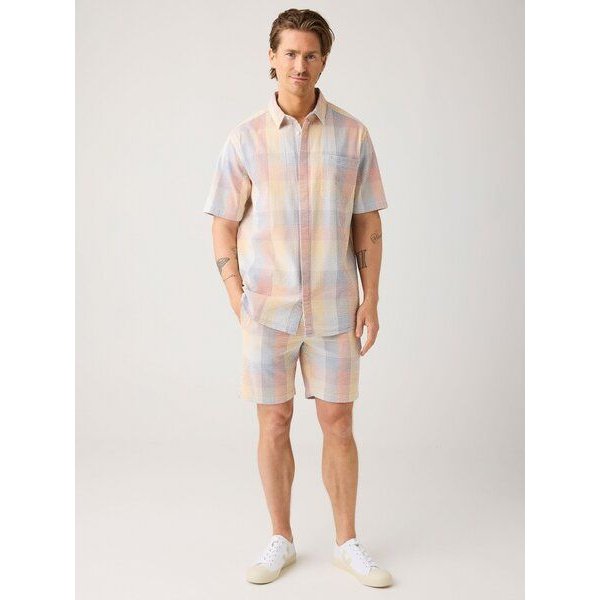 KnowledgeCotton Apparel Lockere Seersucker-Shorts FIG aus Bio-Baumwolle