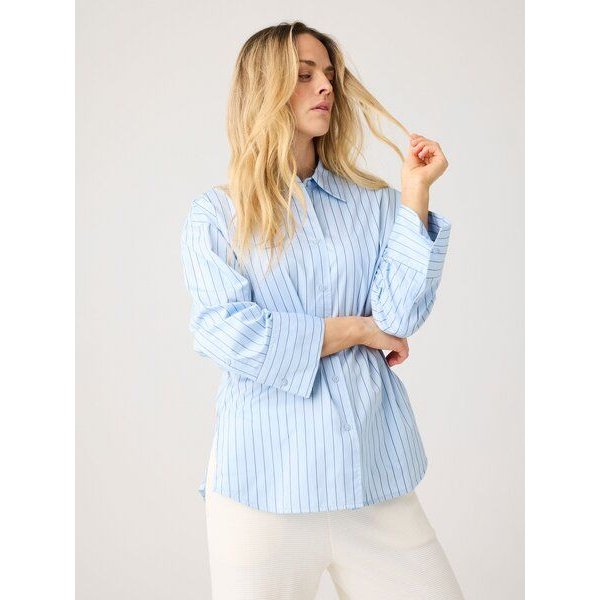 KnowledgeCotton Apparel Lockere Bluse DEW mit Pinstripes aus Bio-Baumwolle