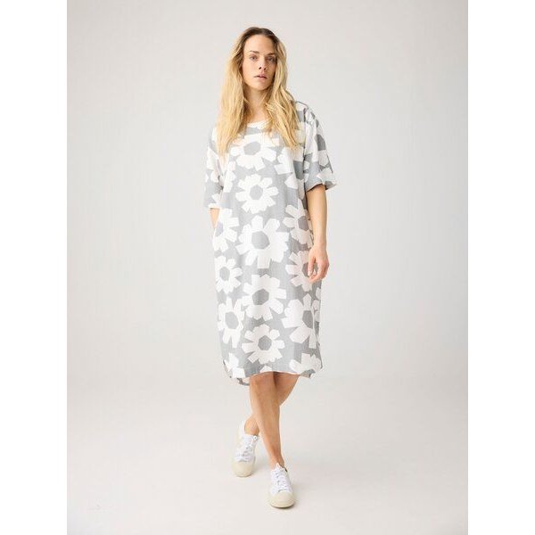 KnowledgeCotton Apparel T-Shirt-Kleid mit Flower-Print aus Bio-Leinenmix