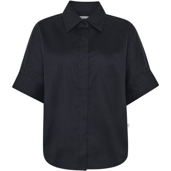 KnowledgeCotton Apparel Satinbluse mit kurzen Ärmeln ISLET aus Bio-Baumwolle