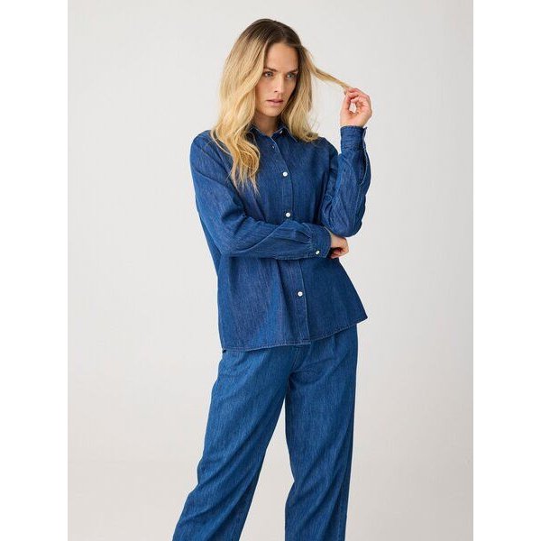KnowledgeCotton Apparel Weiche Denim Bluse aus Bio-Baumwolle