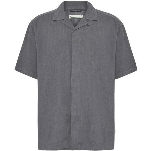 KnowledgeCotton Apparel Lockeres Kurzarmhemd MOSS aus Ecovero und Bio-Leinen