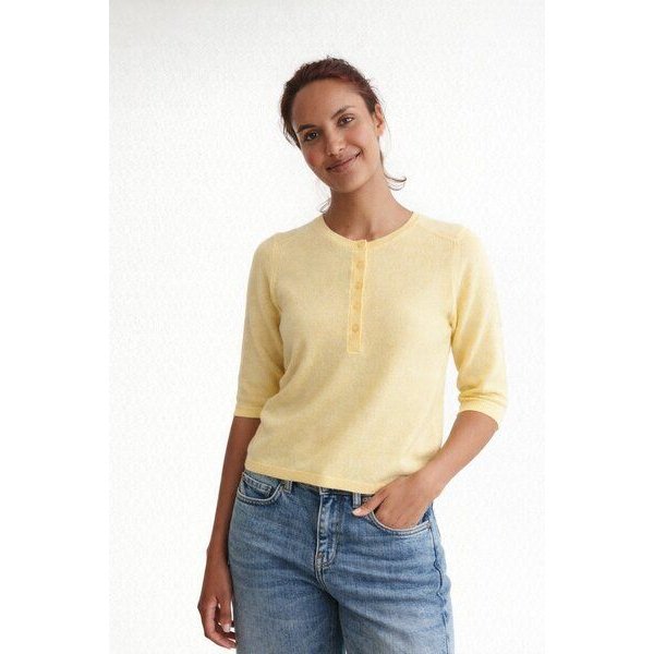 Basic Apparel Strickshirt mit Knopfleiste SELEM Granddad aus Merinowolle