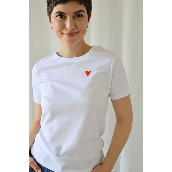 Kultgut Artdesign- Tailliertes Shirt 100% Biobaumwolle / little red heart