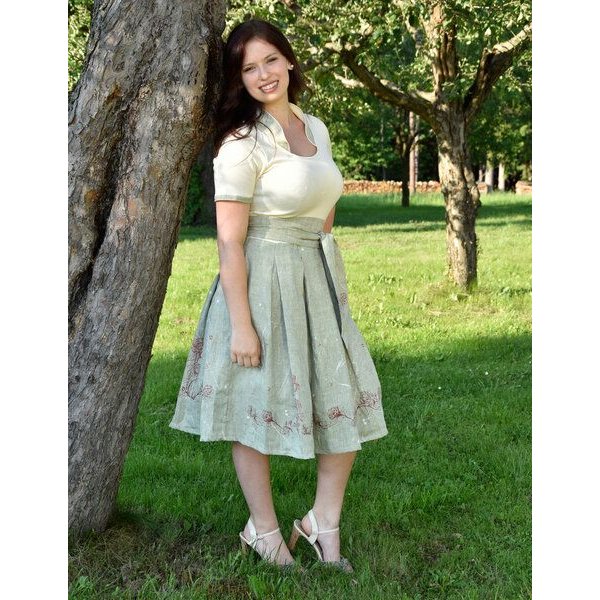 Peaces.bio - handbedruckte Biomode Bio-Leinen-Festkleid "Rosenzauber"