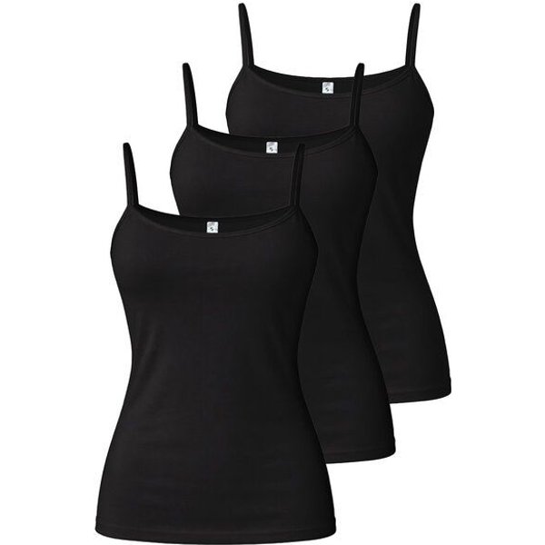Haasis Bodywear Damen Spaghetti Top, Glanzeinfass, 3er Pack, Bio Baumwolle