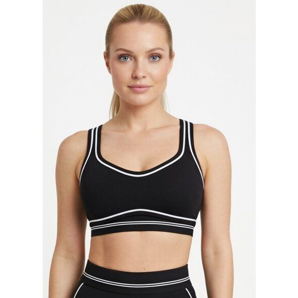 Yoga Sport-BH Damen – Contrast Heartline Schwarz – Nachhaltiger Sport BH – Yoga Hero