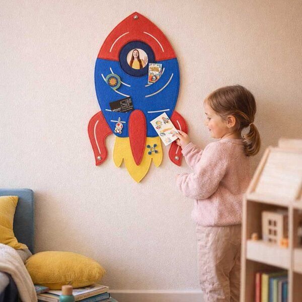 Rakete-Pinnwand zum Stecken & Pinnen für Kinderzimmer von RÅVARE