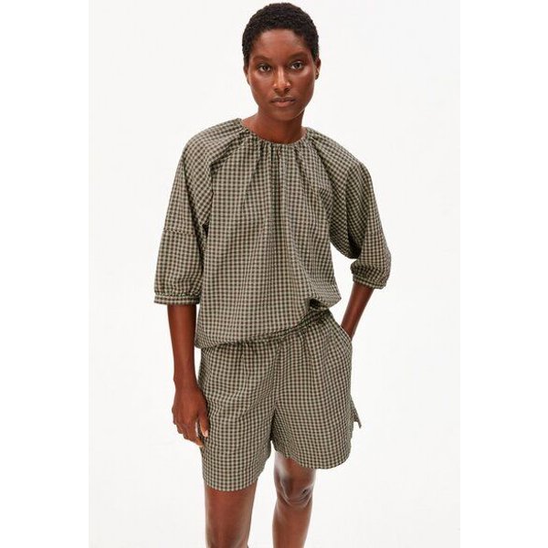 ARMEDANGELS VICHY SEERSUCKER Damen Bluse aus 100% Bio-Baumwolle