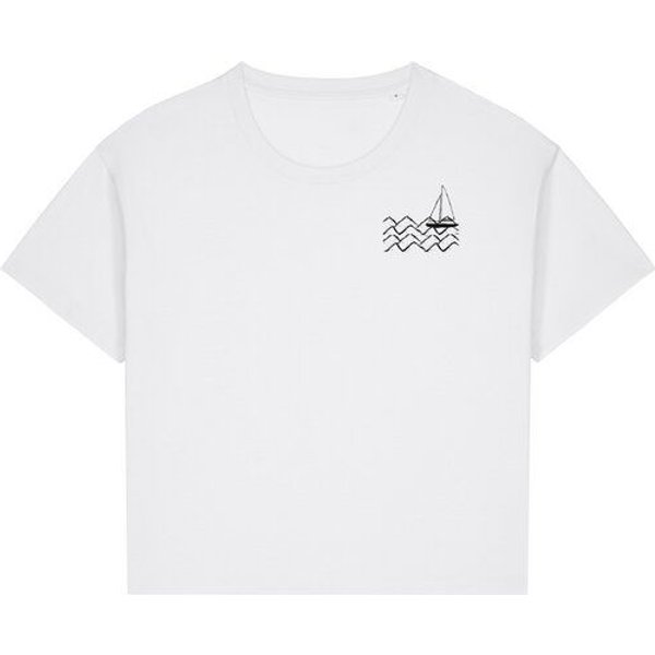 ilovemixtapes Small Waves Relaxed Fit Damen T-Shirt aus Modal - White