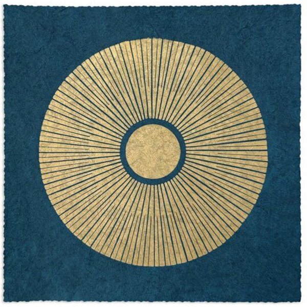 Veskor Cassiopeia CENTRAL SUN Sonnen Linoldruck | 22 × 22 cm | Petrolblau
