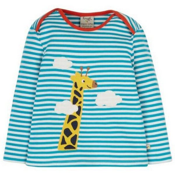Frugi Langarm-Shirt Giraffe camper blue gestreift Bobby Applique Top Giraffe
