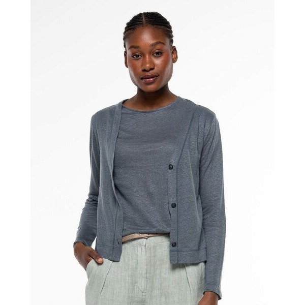 Alma & Lovis Eleganter Cardigan aus 100% Leinen-Jersey | Leinen Jersey Jacket