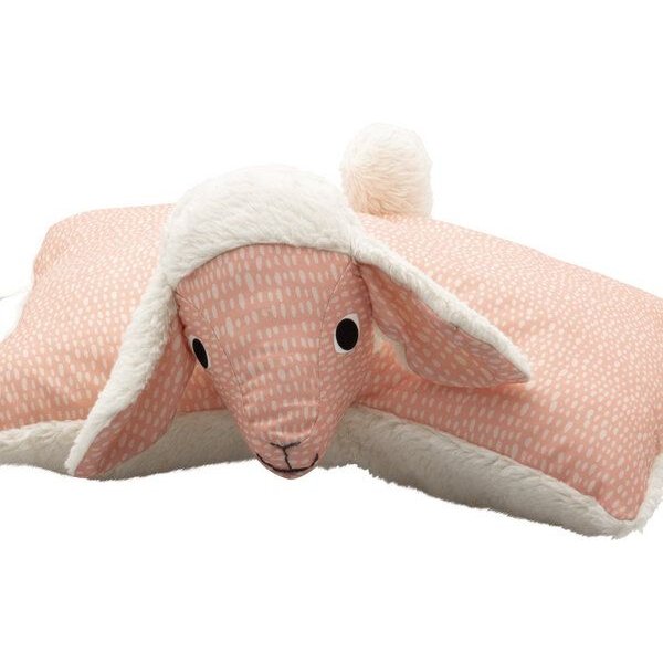 Flosinn Kuscheltierkissen Lamm mit Teddyplüsch aus Baumwolle. Personalisierbar