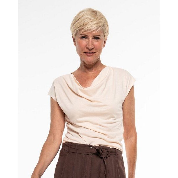 Alma & Lovis Shirt mit Wasserfall-Ausschnitt, aus Bio-Baumwolle | Short Cascade