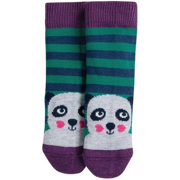 Frugi Socken Panda - Little Pair Socks Jade Stripe Panda